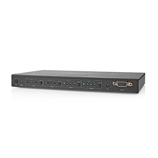 4x4 HDMI Matrix Switch, 4K@60Hz, Fjärrkontroll