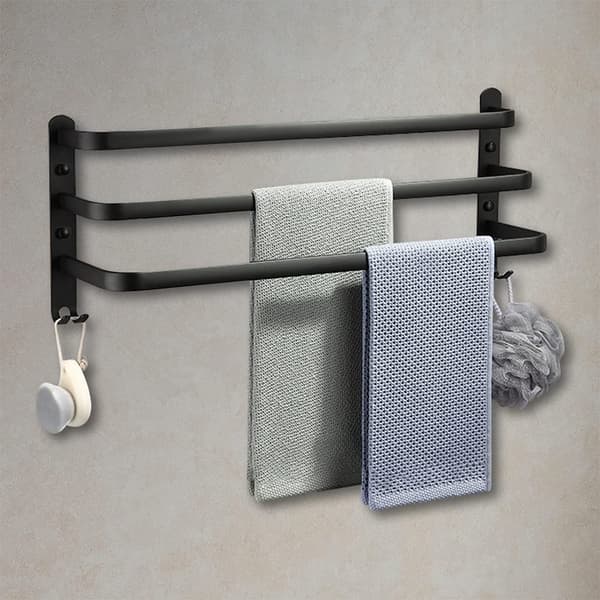 Håndklædestativ til badeværelse, 30 cm sort aluminium