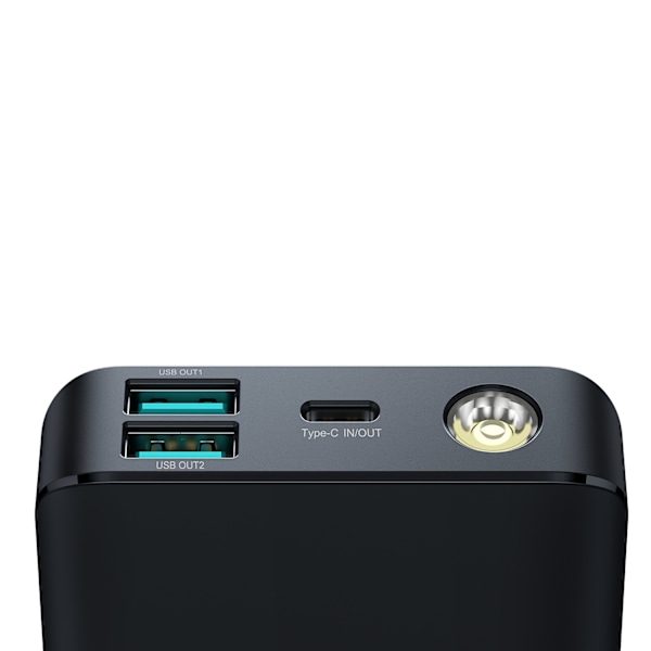 2in1 Powerbank 10000mAh 30W LED USB-taskulamppu USB-C musta
