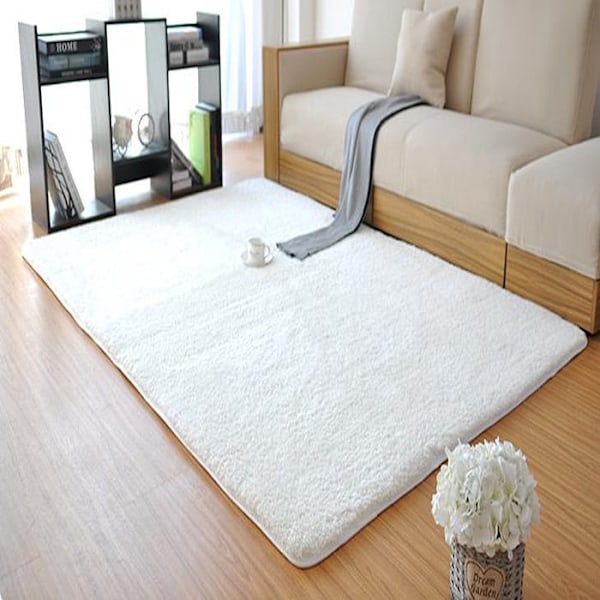 Hallmatta (100 x 200) Mjuk plysch - Vit