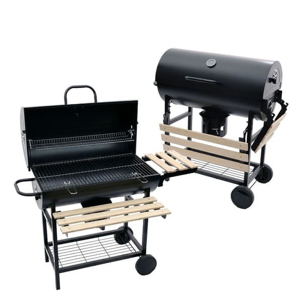 Kulgrill med låg, termometer, justerbare ventilationsåbninger