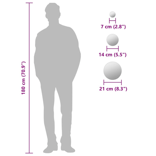 Vægspejle 7 runde glas