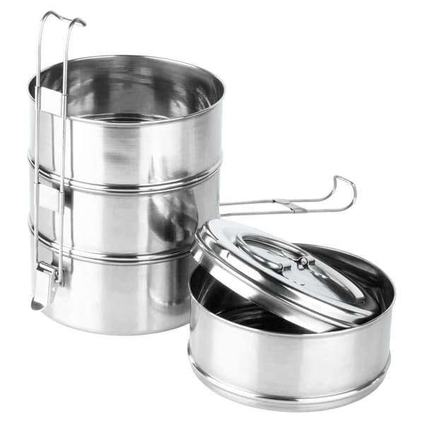 4-lags madkasse i rustfrit stål, 4 x 900 ml kapacitet