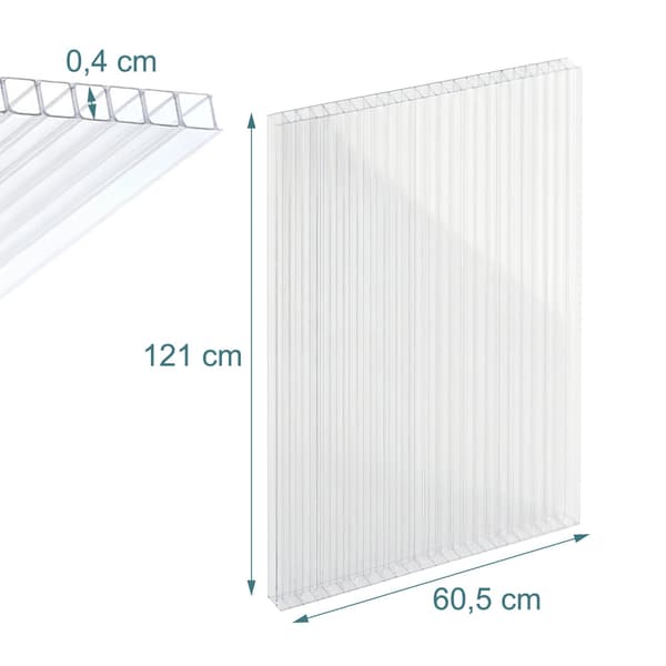 Polycarbonat flerlagsplader, 4 mm, sæt med 14