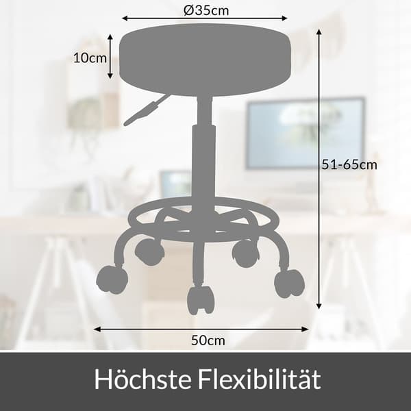 Drejestol, justerbar højde, sort kunstlæder