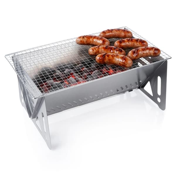 Sammenklappelig kulgrill i rustfrit stål, 40x24x17 cm