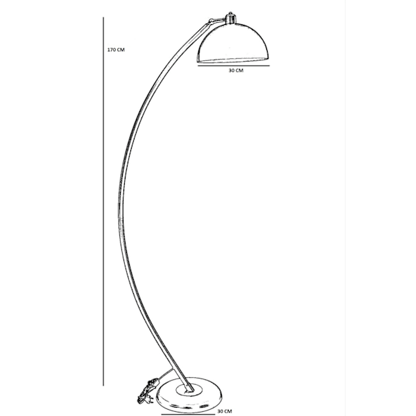 Golvlampa Hilal Siyah Lambader Retro 3 Başlıklı