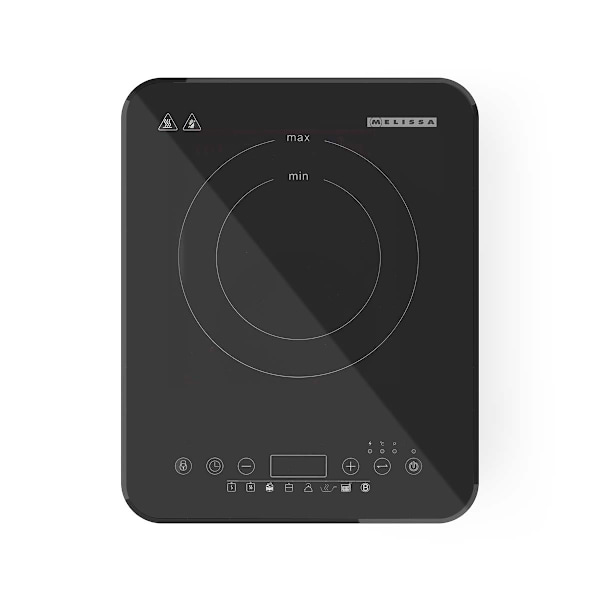 Induktionskogeplade, 2000W, 10 niveauer, timer, sort