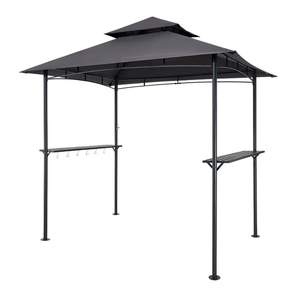 Grillpavillon 2,4x1,5 m, dobbelt tag, 2 hylder
