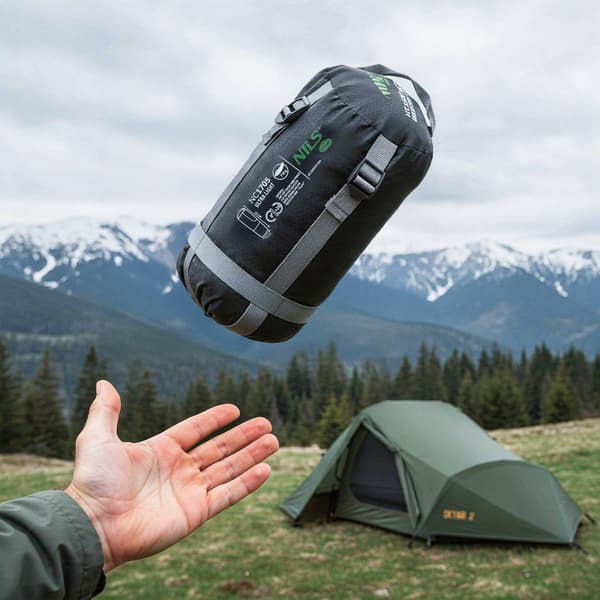 Ultralet sovepose, sort-grøn, 5-20C, 710g