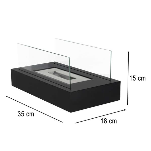 Bordspis med bioetanol, glas, 35x18x15 cm