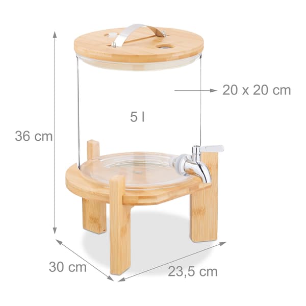 Dryckesautomat med kran, bambuställ, termometer