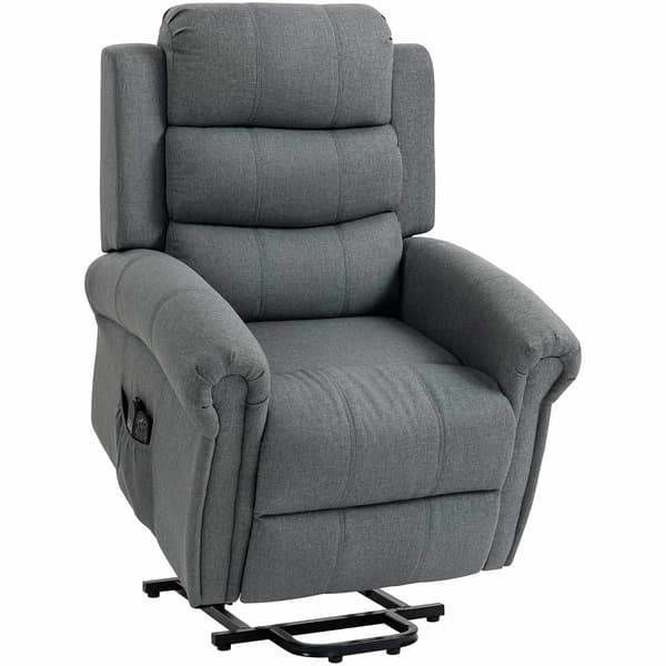 Lænestol med løftefunktion og massage, varme, linnedlook, grå
