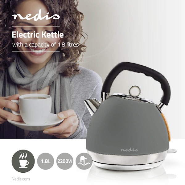 Elkedel | 1.8 l | Soft-Touch | Grå | Drejelig 360 grader | Skjult varmeelement | Strix®-controller | Beskyttelse mod kogetørring