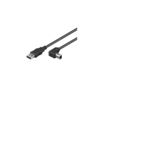Goobay USB 2.0 AB 200 R/A HiSpeed, 2m, 2m, USB A, USB B, uros/uros, musta