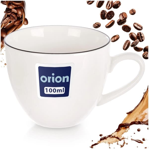 Espressokop af porcelæn, hvid, 100 ml, sort kant