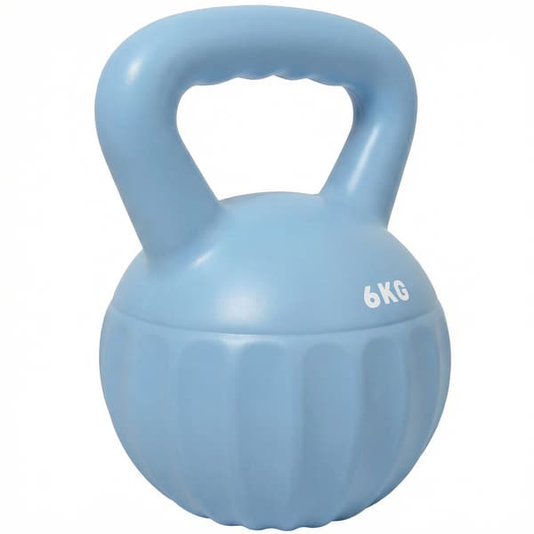 Kettlebell 6kg sandfyldt, skridsikkert greb, blå