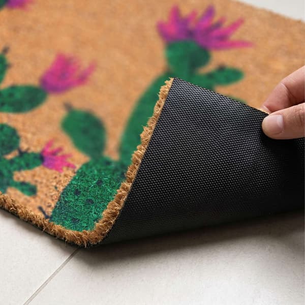 Dørmåtte i kokosfiber, botanisk design, 60x40 cm