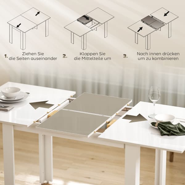 Utdragbart matbord, Högglans, Säten 4-6, MDF