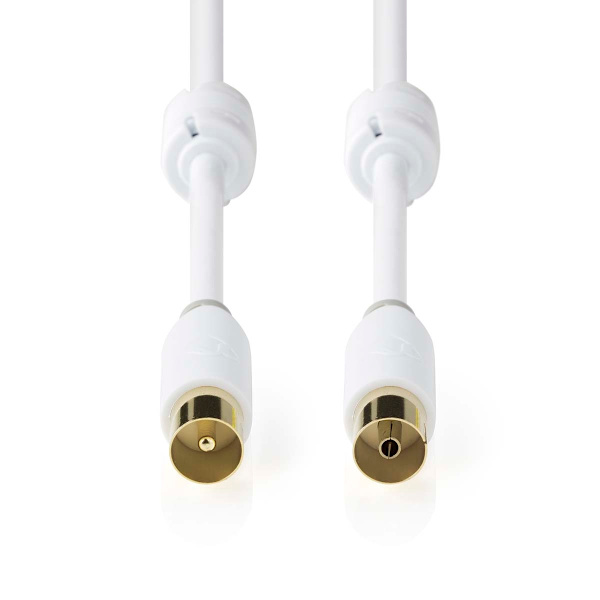 Coax Cable | IEC (Coax) Han | IEC (Coax) Hun | Guldplateret | 100 dB | 75 Ohm | Dobbelt afskærmet | 5.00 m | Runde | PVC | Hvid | Box