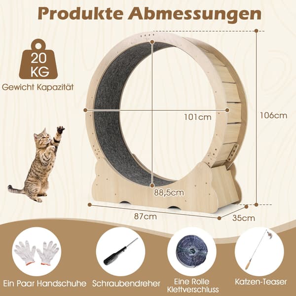Kattträningshjul med lås, 101 cm, tyst design
