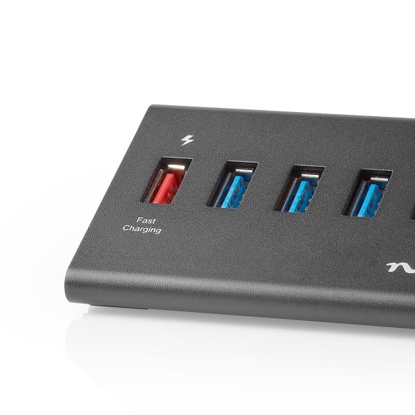 USB-hub | USB Micro-B Hun | USB-A Hun | 5-Port port(s) | QC3.0 / USB 3.2 Gen 1 | Strømforsyning / USB Drevet | 5 Gbps | 5x USB