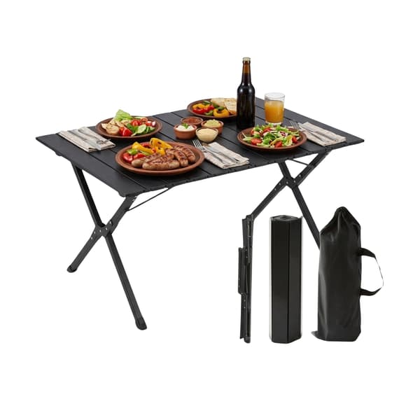 Højdejusterbart, foldbart campingbord, stål, vejrbestandigt