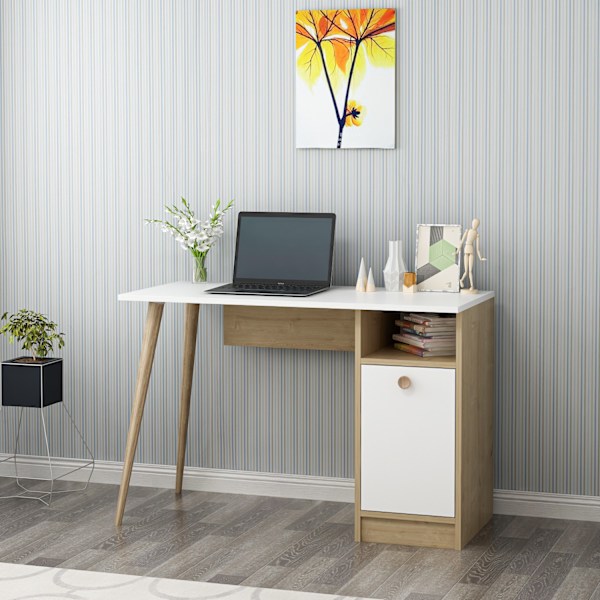 Study Desk Cannas - hvid, safir eg