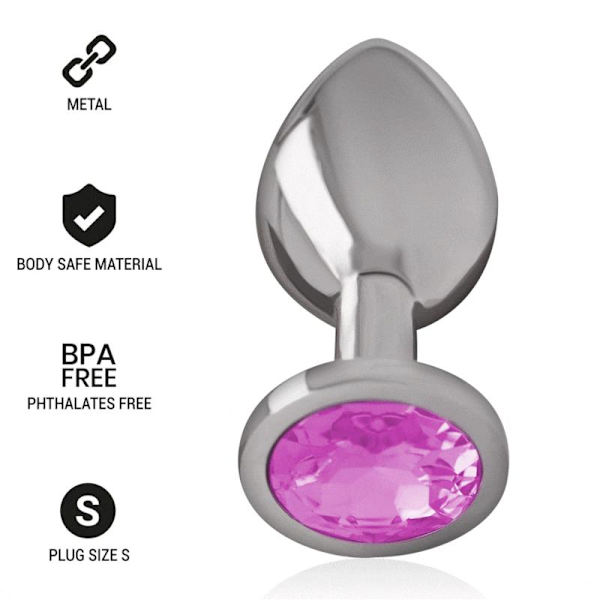 Intense - Aluminium metal analprop med pink krystal størrelse S