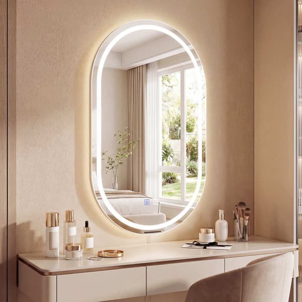 Oval LED-badrumsspegel med imskydd och justerbar belysning