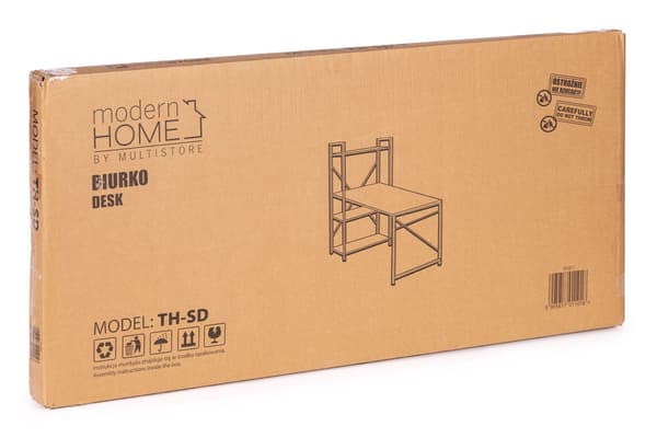 Datorskrivbord med hyllor, 120x60 cm MDF, loftstil