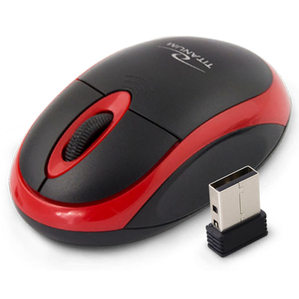 Titanum Trådløs 2,4Ghz Optisk Mus 3D Usb Vulture Sort/Rød Sort, Rød