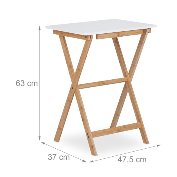 Vitt hopfällbart bord av bambu