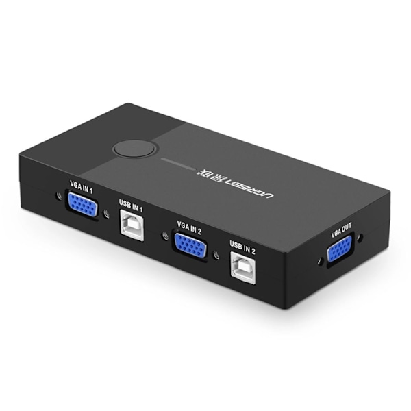 Ugreen 2-Port USB/VGA KVM Switch med USB 2.0 Kabel - Sort