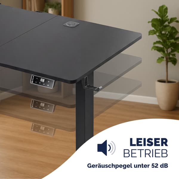 Højdejusterbart skrivebord med trådløs oplader, sort 160x75cm
