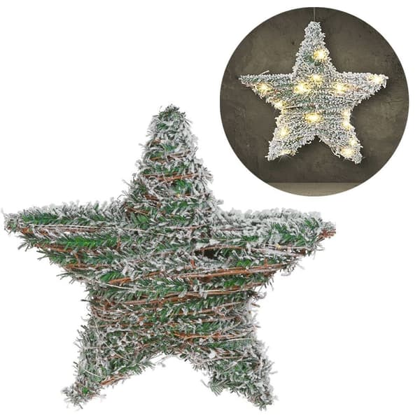 Julestjerne med sneeffekt og 20 LED-lys