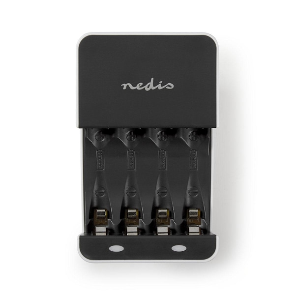 NiMH akkulaturi AA / AAA | 1.2 V DC | Trickle-lataus | Euro/Tyyppi C (CEE 7/16) | Akun tyyppi: AA / AAA | Musta / Valkoinen