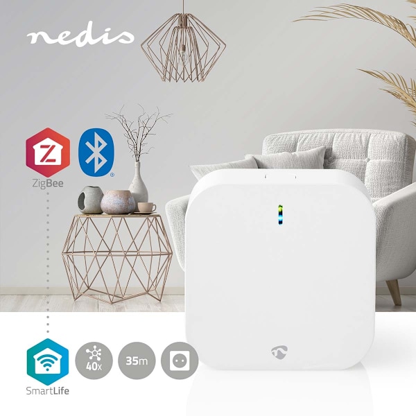SmartLife Gateway | Bluetooth® / Zigbee 3.0 | 50 Enheter | Strömadapter | Android™ / IOS | Vit