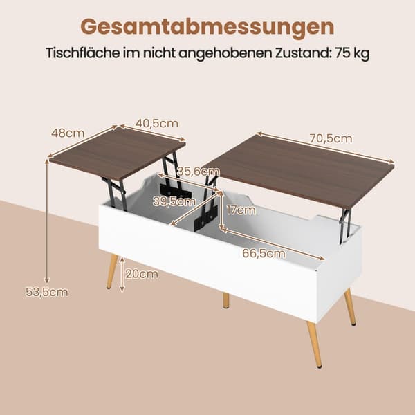 Justerbart soffbord med hiss och dold förvaring