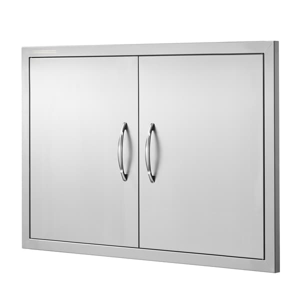 Grilldörr, dubbel infälld montering i rostfritt stål 33x22