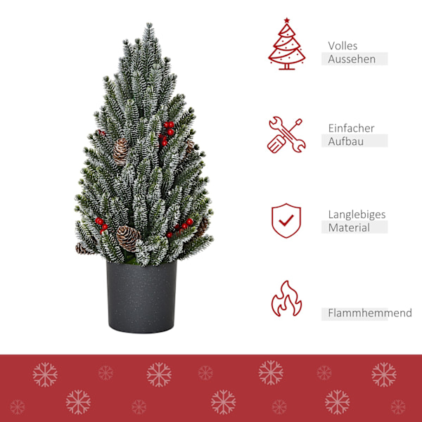 Konstgjord Julgransbord Julgran 170 Grenar Snötäckt Design Med Plastbas Bär Kottar Pe Pvc Ø27 X 47 Cm