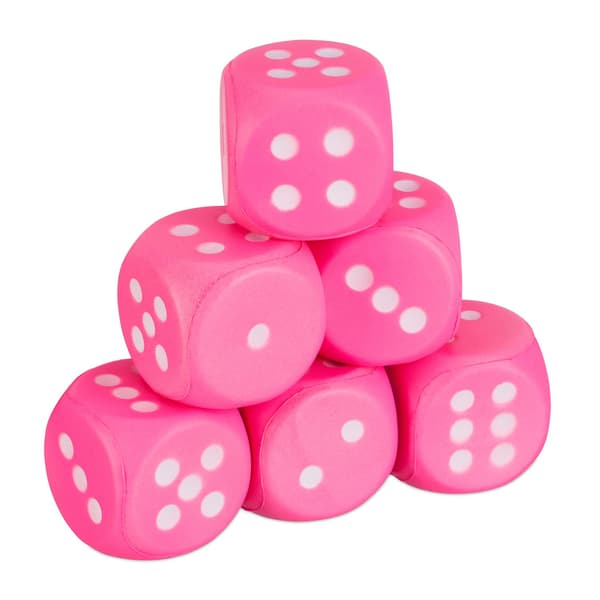 Pink skumterningsæt – 6 bløde talterninger til børn