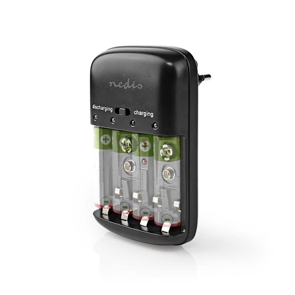 Nedis NiMH batterioplader AA / AAA / E-Block Sort
