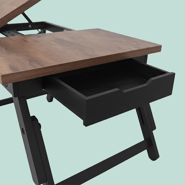 Justerbart laptopbord med låda – vinklingsbar topp, hopfällbar