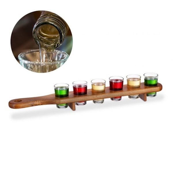 Puinen Schnapps-levy 6 lasilla