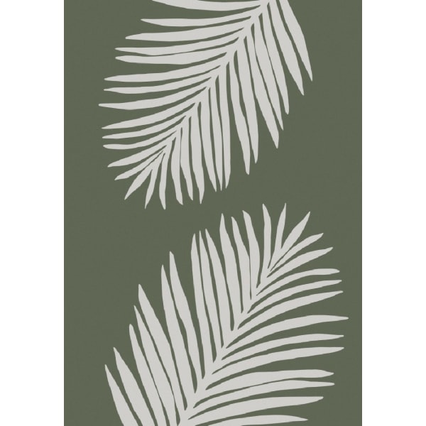 Palm Leaf Green White Poster - 70x100 cm