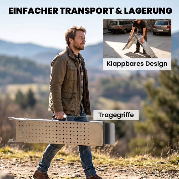 Hopfällbara lastramper i metall, set om 2, 400 kg kapacitet