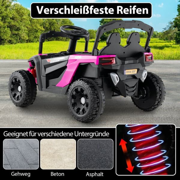 12V elektrisk UTV-lastbil för barn med fjärrkontroll, rosa