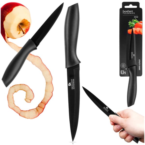 Køkkenkniv stål sort 23 cm