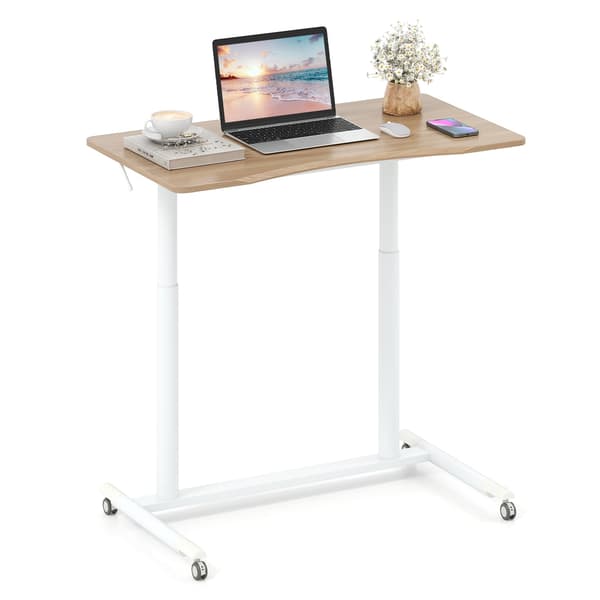Justerbart hæve-sænkebord, C-formet, 70-106 cm, mobilt